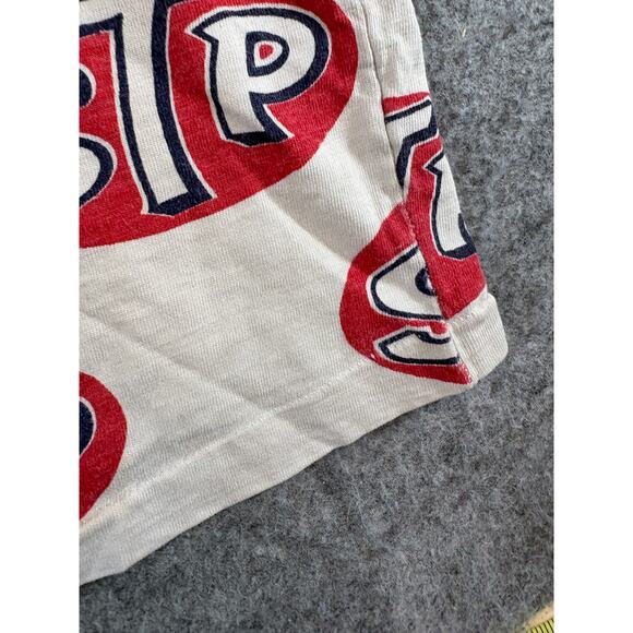 Vintage 60s STP All Over Print T Shirt Mens Small White Red Retro Graphic AOP - Picture 4 of 7